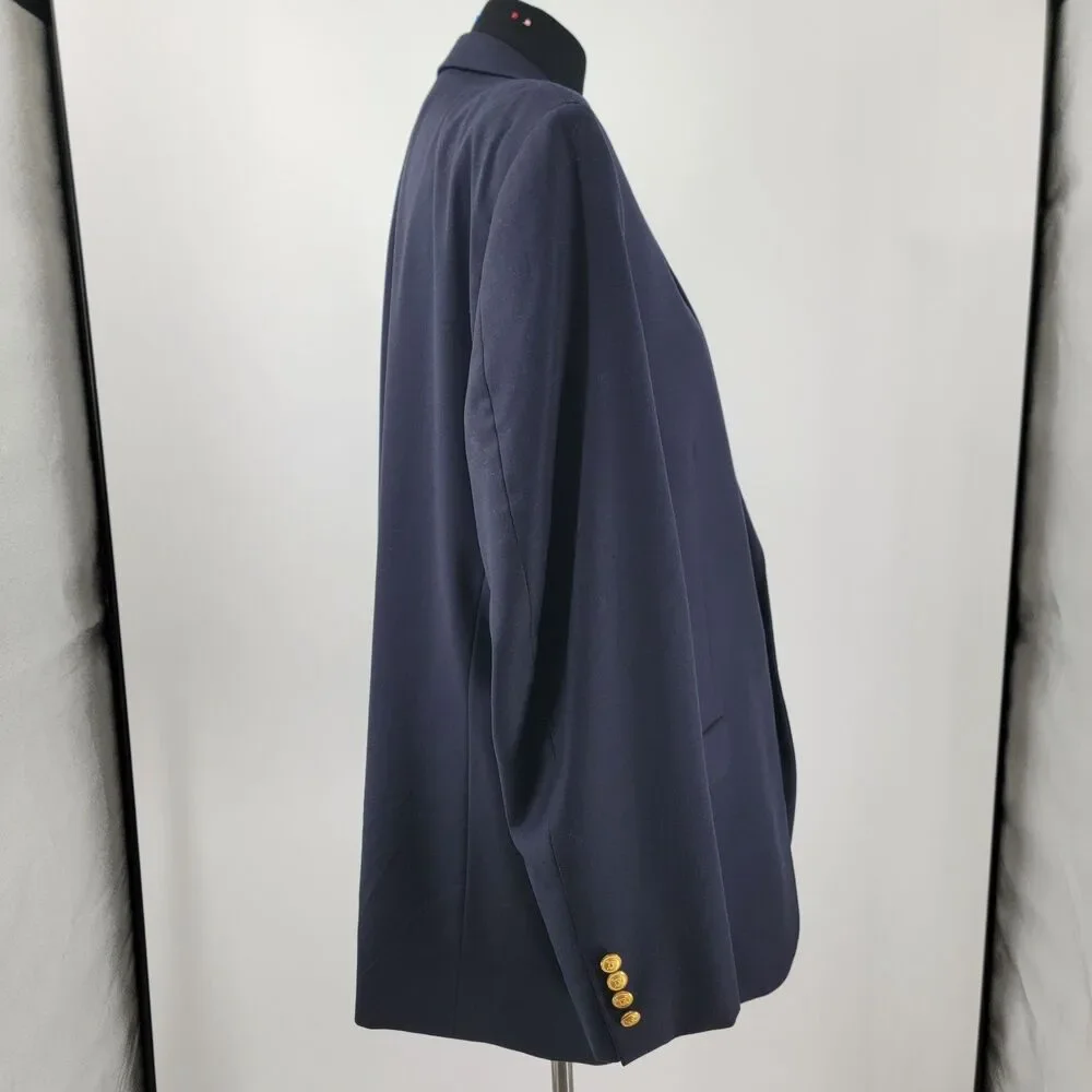 Lauren Ralph Lauren Mens 46R Navy Blue 100% Wool 1-Vent Gold Buttons Sport Coat
